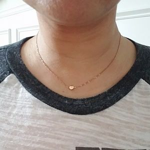 Tiny rose gold circle necklace